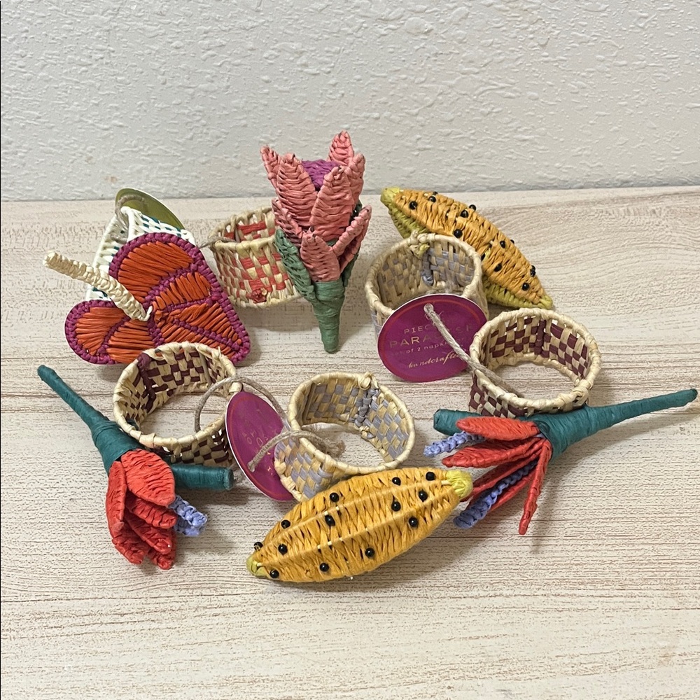 Colorful Woven Napkin Rings Set
